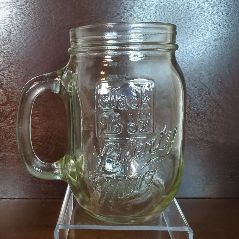 Jack in the Box Liberty Mug 1776/1976 VTG Bell Drinking Glass Mason Jar Clear